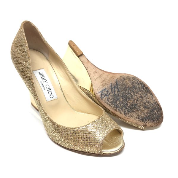 Shoes Luxury Designer By Jimmy Choo In Gold, Size: 5.5 on Sale