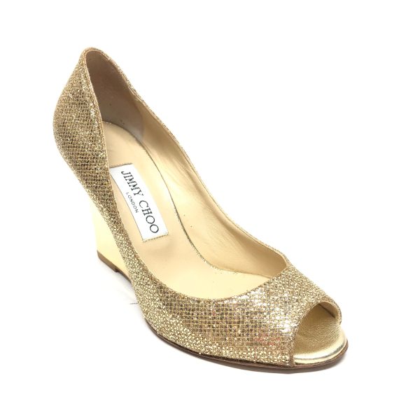 Shoes Luxury Designer By Jimmy Choo In Gold, Size: 5.5 on Sale