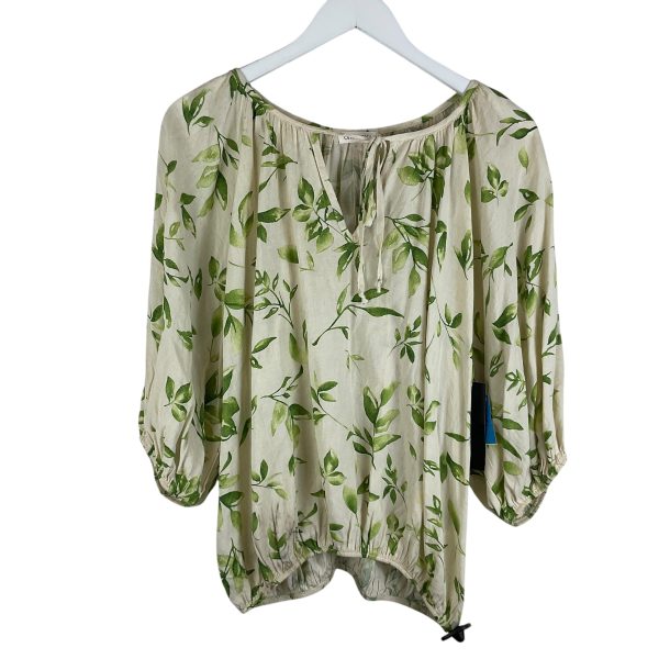 Top Long Sleeve By Clothes Mentor In Cream & Green, Size: M Online Sale