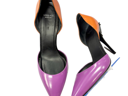 Shoes Luxury Designer By Versace In Orange & Purple, Size: 10.5 Cheap