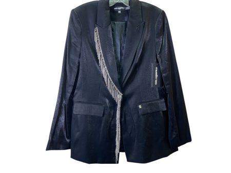 Blazer Designer By Karl Lagerfeld In Black & Silver, Size:M Fashion