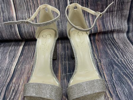 Sandals Heels Block By Jessica Simpson In Gold, Size: 10 For Sale