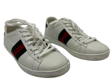 Gucci Aces Web Striped Sneakers In White, Size: 7 Supply