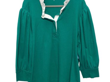 Top Short Sleeve By Crown And Ivy In Green & White, Size: 2x Cheap