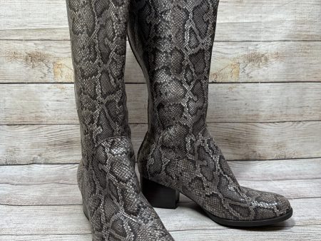 Boots Knee Heels By Born In Snakeskin Print, Size: 7 Hot on Sale