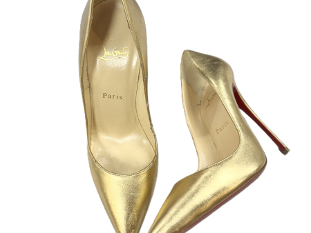 Shoes Luxury Designer By Christian Louboutin In Gold, Size: 6.5 Cheap