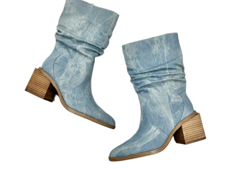 Boots Mid-calf Heels By Vince Camuto In Blue Denim, Size: 6.5 Supply