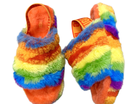 Slippers Designer By Ugg In Rainbow Print, Size: 5 Cheap