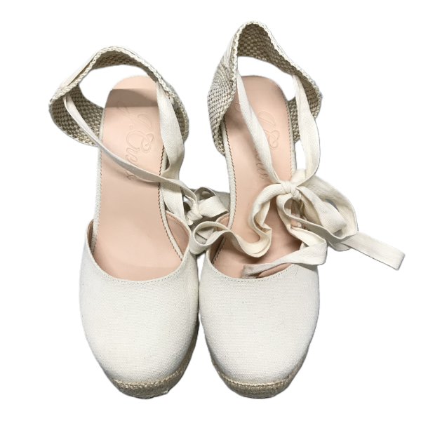 Ivory Shoes Heels Wedge By J. Crew, Size: 10 Online Sale