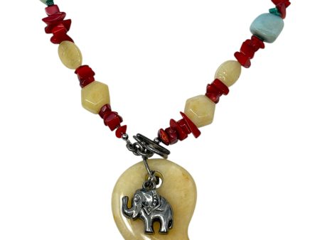 Natural Mixed Stone Bead & Sterling Elephant Collar Necklace By Unbranded Online