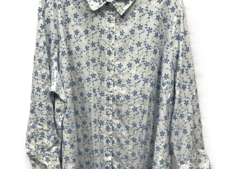 Blue & White Top Long Sleeve By Candace Cameron bure, Size: 3x Discount