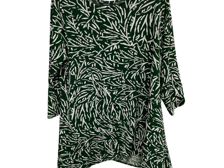 Tunic 3 4 Sleeve By Alfani In Green & White, Size: L on Sale