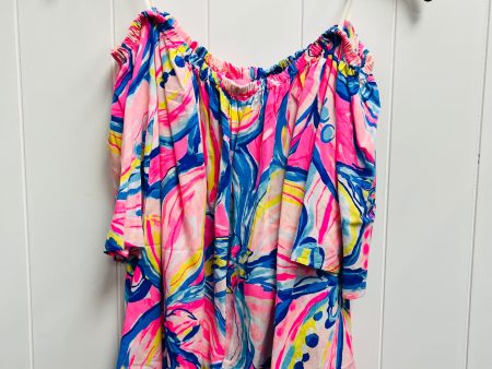 Top Short Sleeve Designer By Lilly Pulitzer In Blue & Pink, Size: L Online